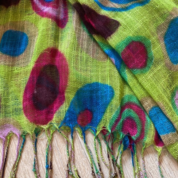 Colorful, lightweight, gauzy scarf. - Picture 2 of 3